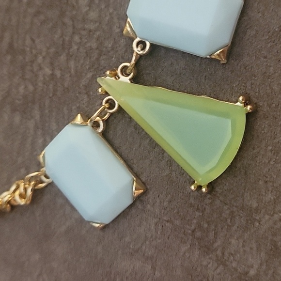 ETC! Mint Neon Green Geometric Mod Bib Necklace - Picture 3 of 7